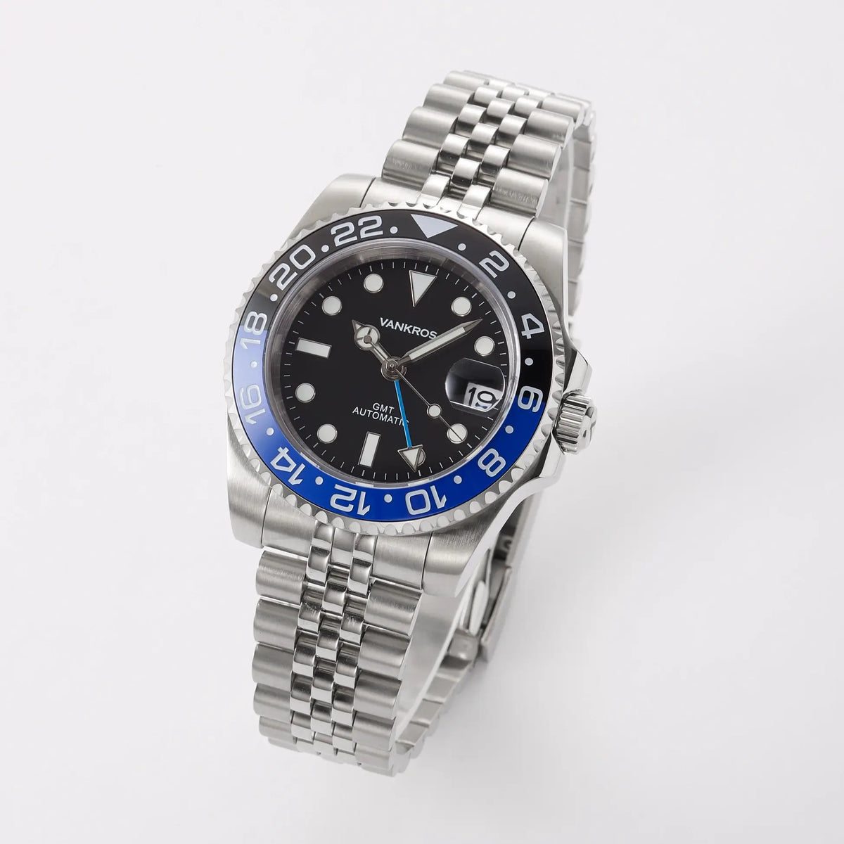 VANKROS GMT V336 | 40mm Black Dial, Black/Blue Bezel | NH34 Movement