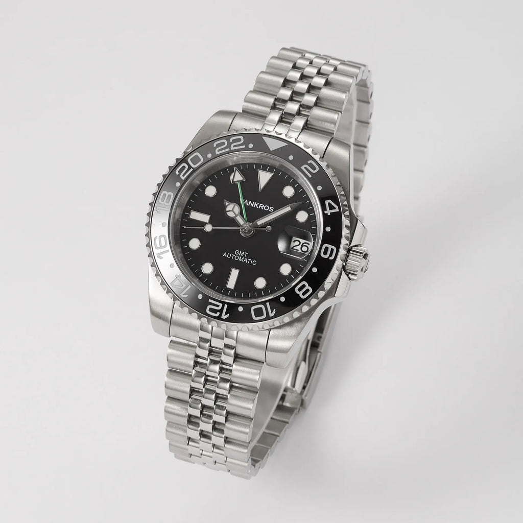 VANKROS GMT V336 | 40mm Black Dial, Black Bezel | NH34 Movement