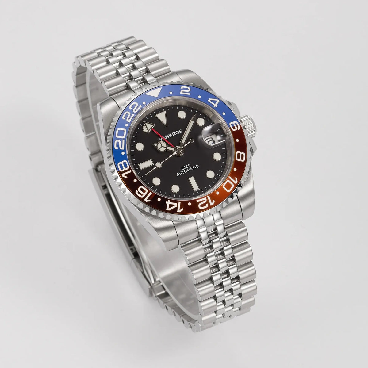 VANKROS GMT V336 | 40mm Black Dial, Pepsi Bezel | NH34 Movement