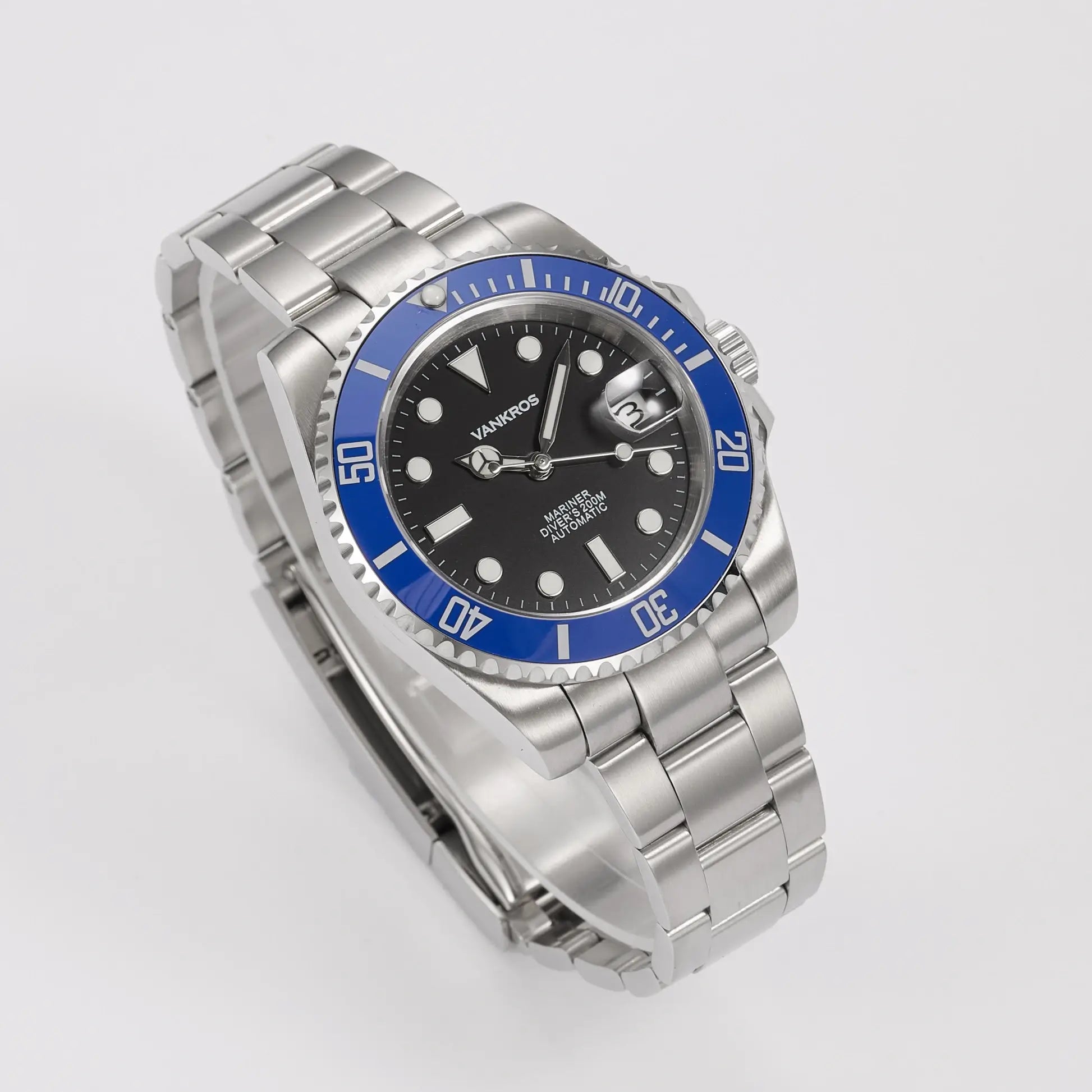 VANKROS Mariner V351 | 40mm Black Dial, Blue Bezel | NH35 Movement Secondary image