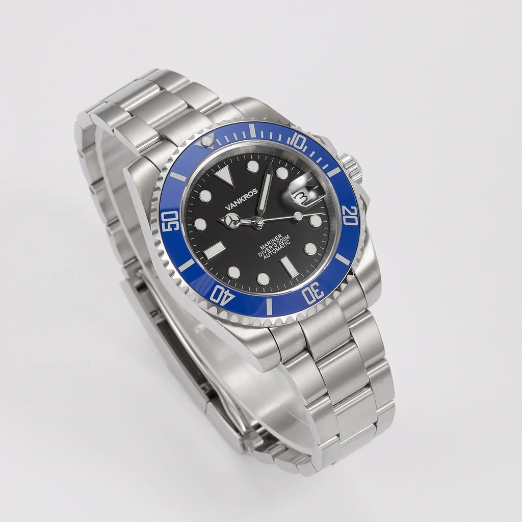 VANKROS Mariner V351 | 40mm Black Dial, Blue Bezel | NH35 Movement