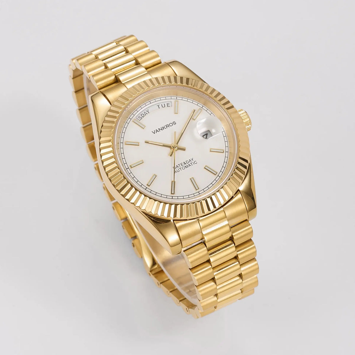 VANKROS Day-Date V311 | 41mm Gold, White Dial | Citizen 8285 Movement