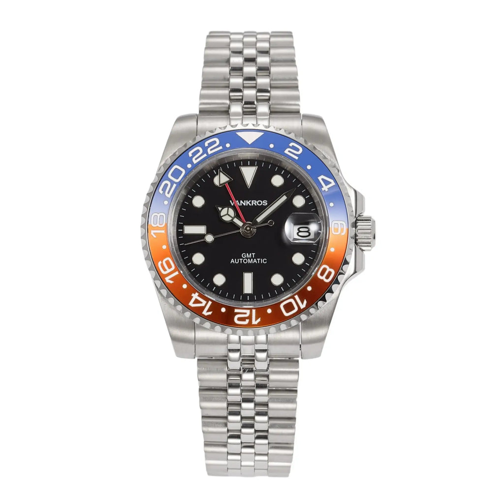 VANKROS GMT V336 | 40mm Black Dial, Pepsi Bezel | NH34 Movement