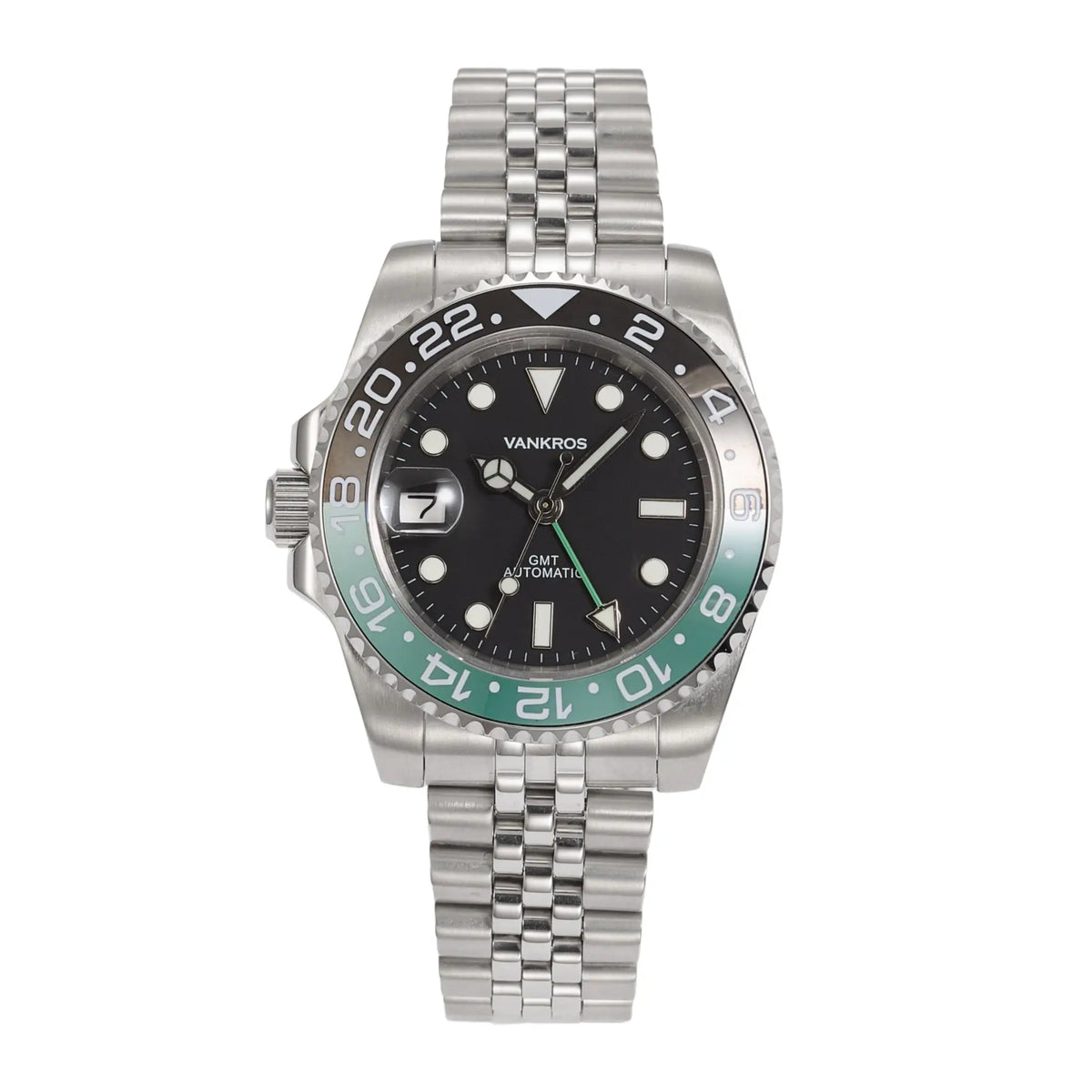 VANKROS GMT V336 | 40mm Black Dial, Green/Black Bezel | NH34 Movement Main image