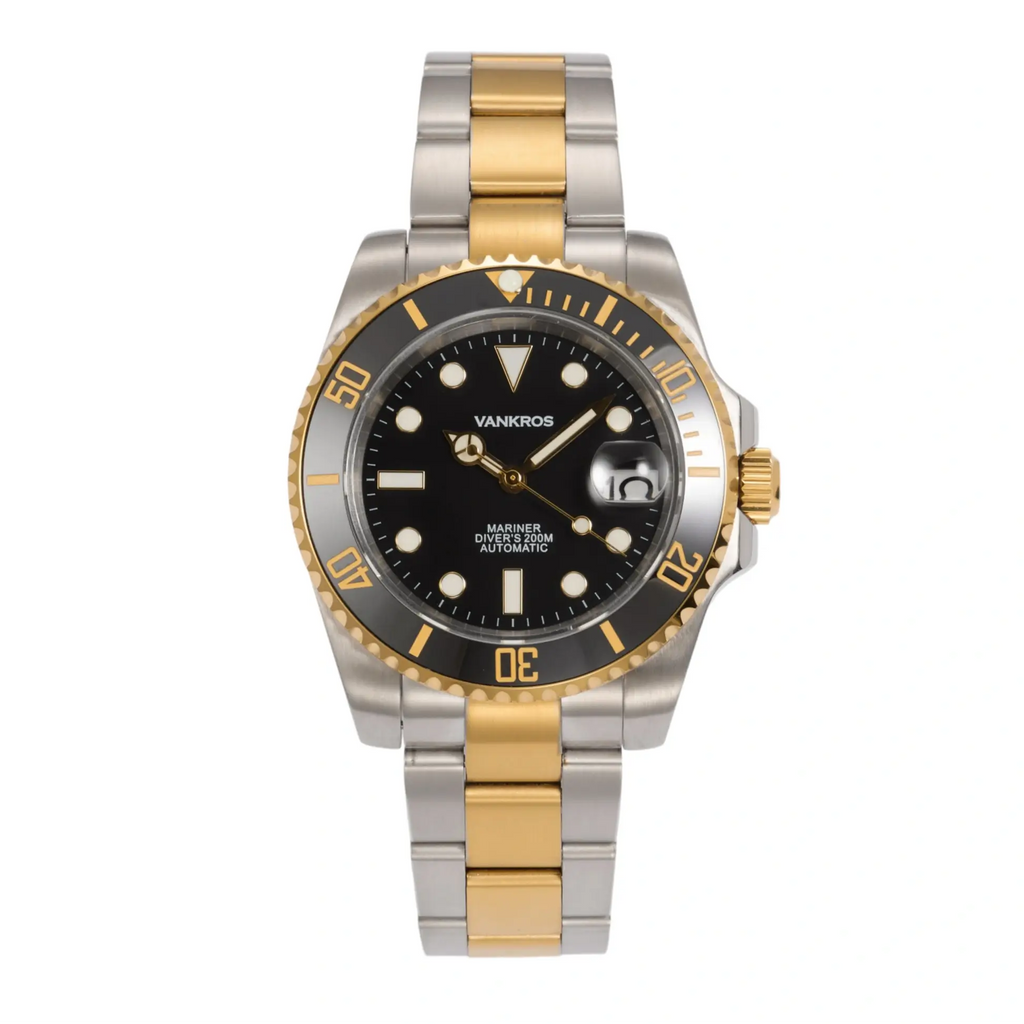VANKROS Mariner V351 | 40mm Two-Tone Black Dial, Black Bezel | NH35 Movement