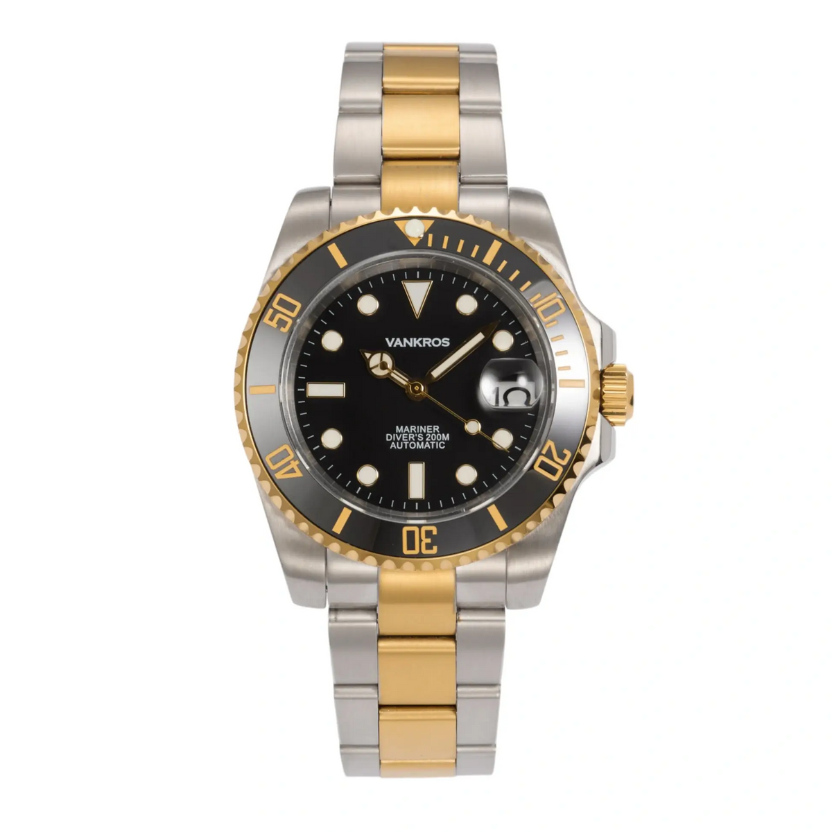 VANKROS Mariner V351 | 40mm Two-Tone Black Dial, Black Bezel | NH35 Movement Main image