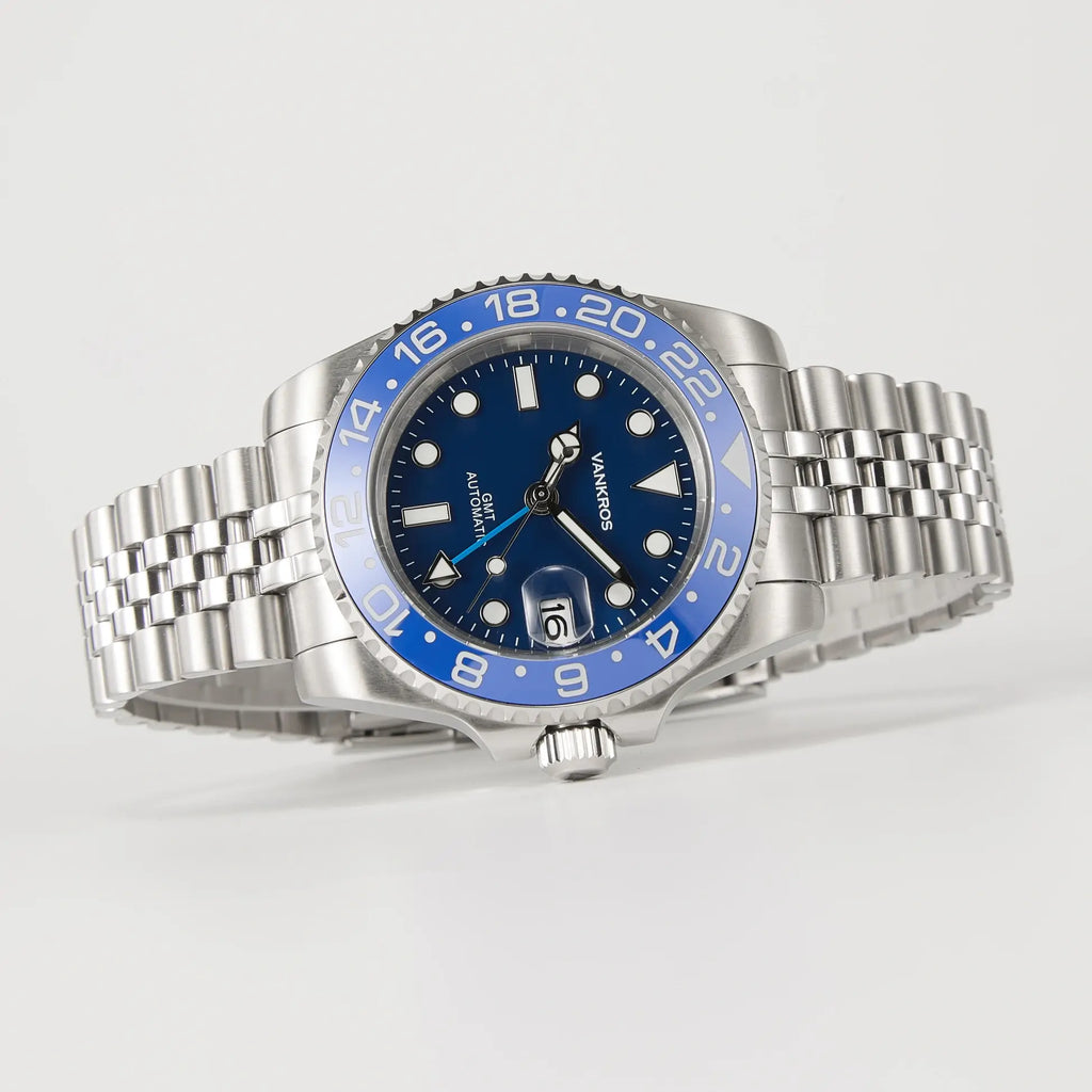 VANKROS GMT V336 | 40mm Blue Dial, Black/Blue Bezel | NH34 Movement