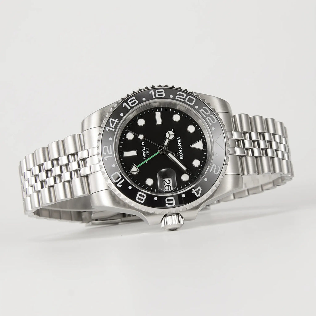 VANKROS GMT V336 | 40mm Black Dial, Black Bezel | NH34 Movement