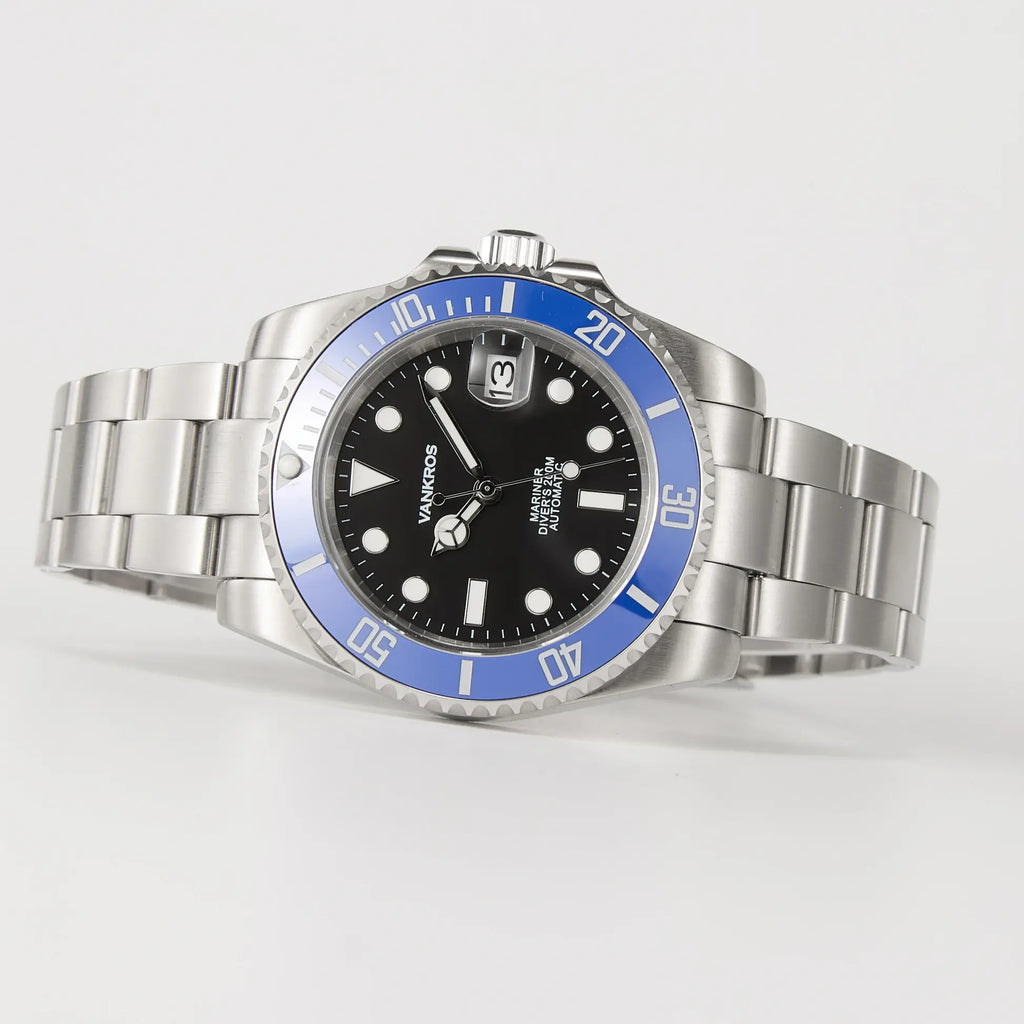 VANKROS Mariner V351 | 40mm Black Dial, Blue Bezel | NH35 Movement