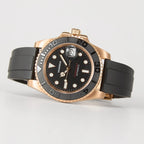 VANKROS Ocean Yacht V382 | 40mm Rose Gold Black Dial, Rubber Strap | NH35 Movement