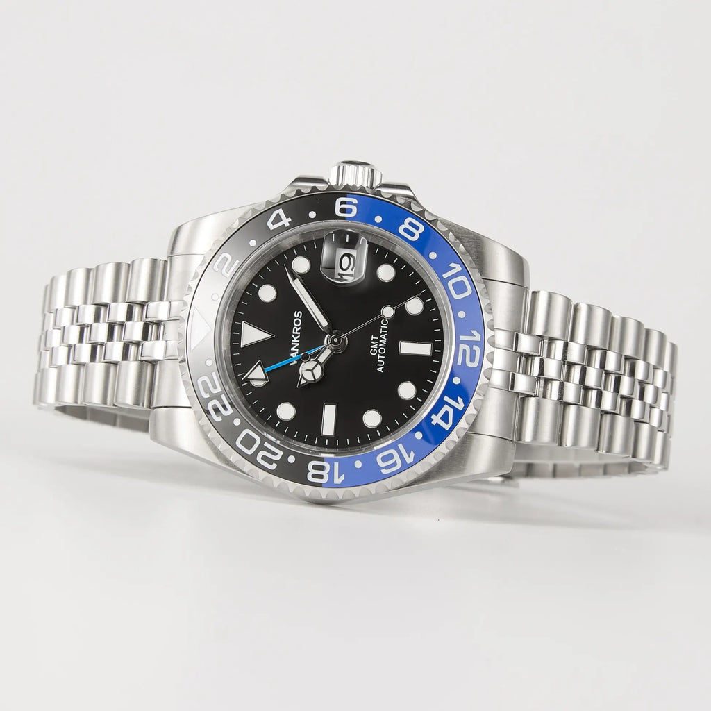 VANKROS GMT V336 | 40mm Black Dial, Black/Blue Bezel | NH34 Movement