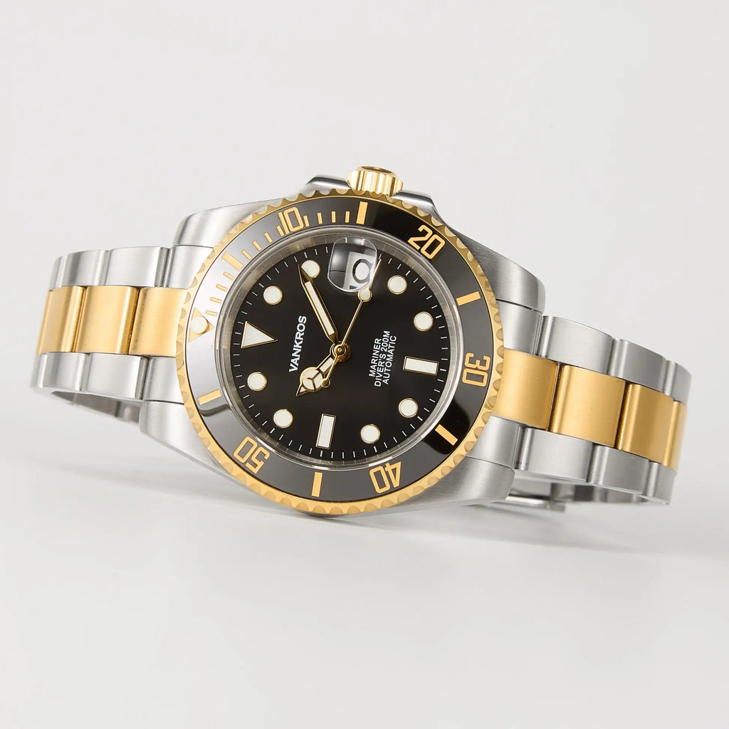 VANKROS Mariner V351 | 40mm Two-Tone Black Dial, Black Bezel | NH35 Movement