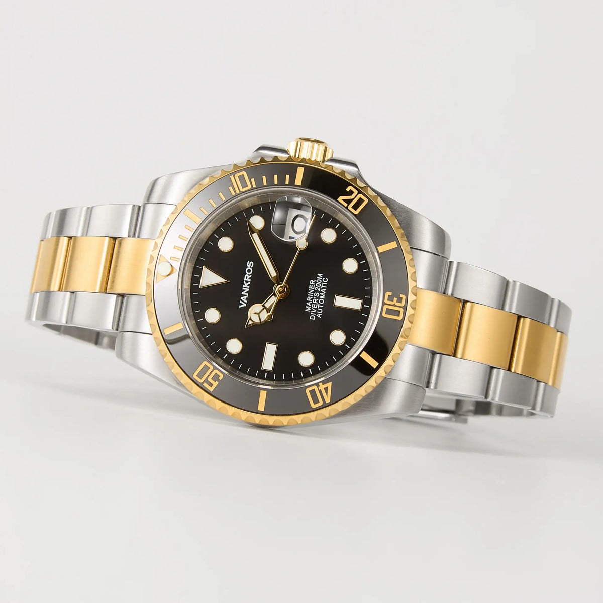 VANKROS Mariner V351 | 40mm Two-Tone Black Dial, Black Bezel | NH35 Movement