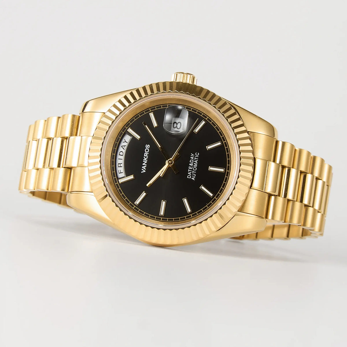 VANKROS Day-Date V311 | 41mm Gold, Black Dial | Citizen 8285 Movement