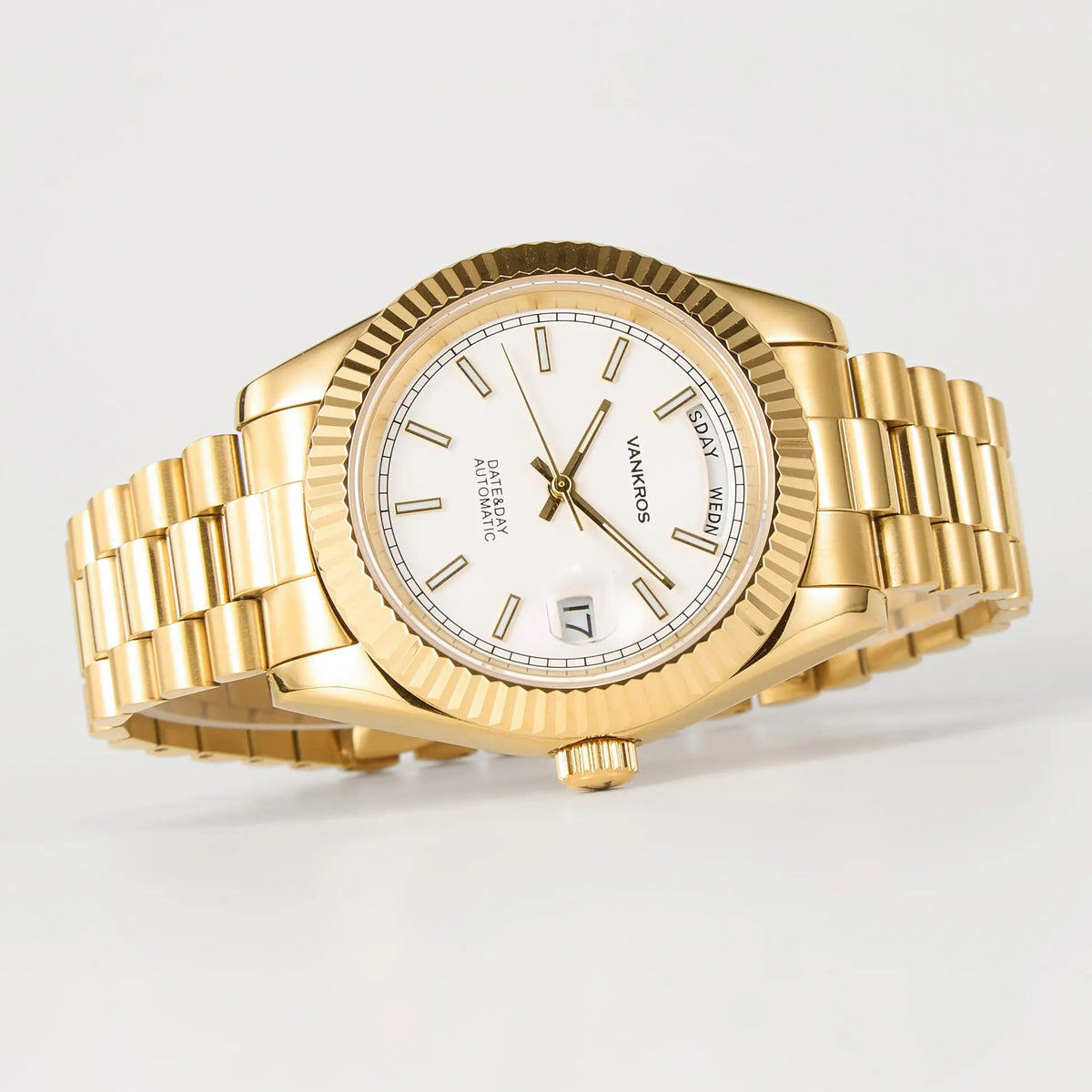 VANKROS Day-Date V311 | 41mm Gold, White Dial | Citizen 8285 Movement