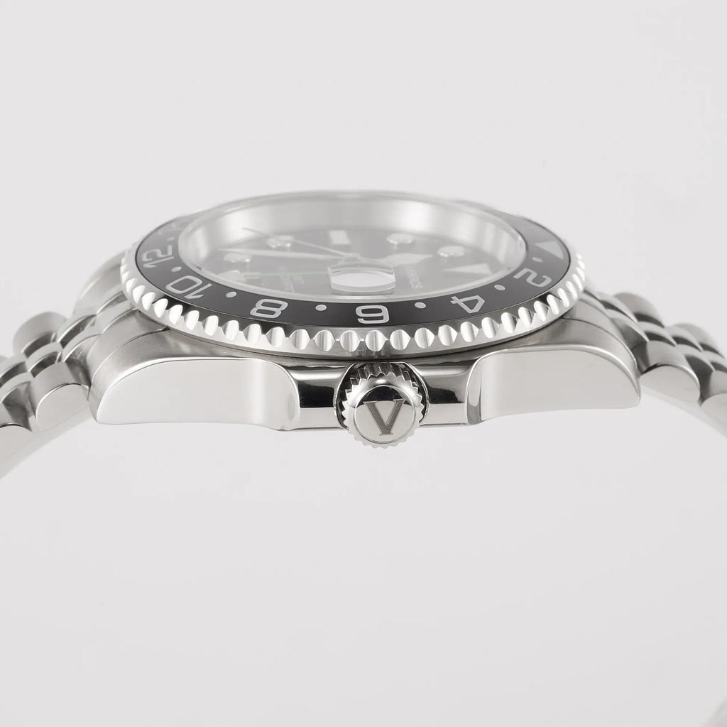 VANKROS GMT V336 | 40mm Black Dial, Black Bezel | NH34 Movement