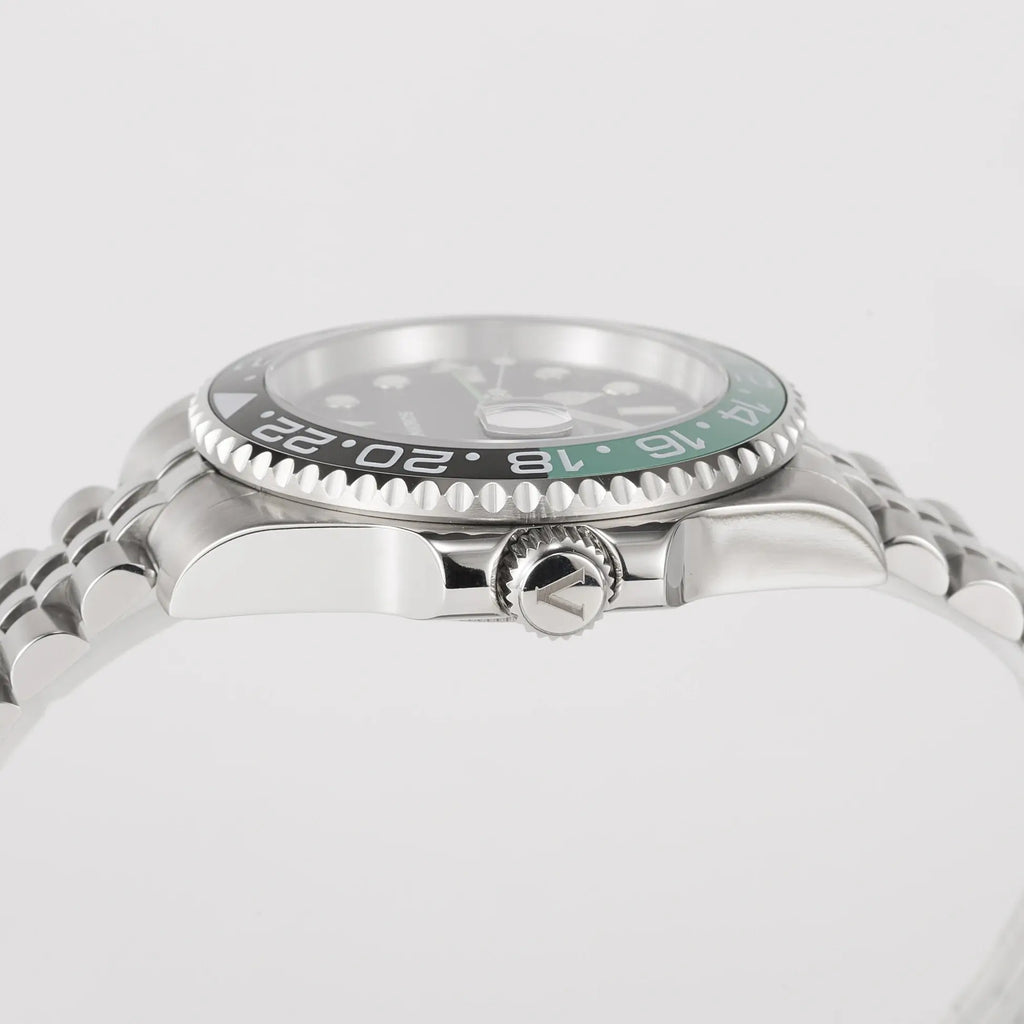 VANKROS GMT V336 | 40mm Black Dial, Green/Black Bezel | NH34 Movement