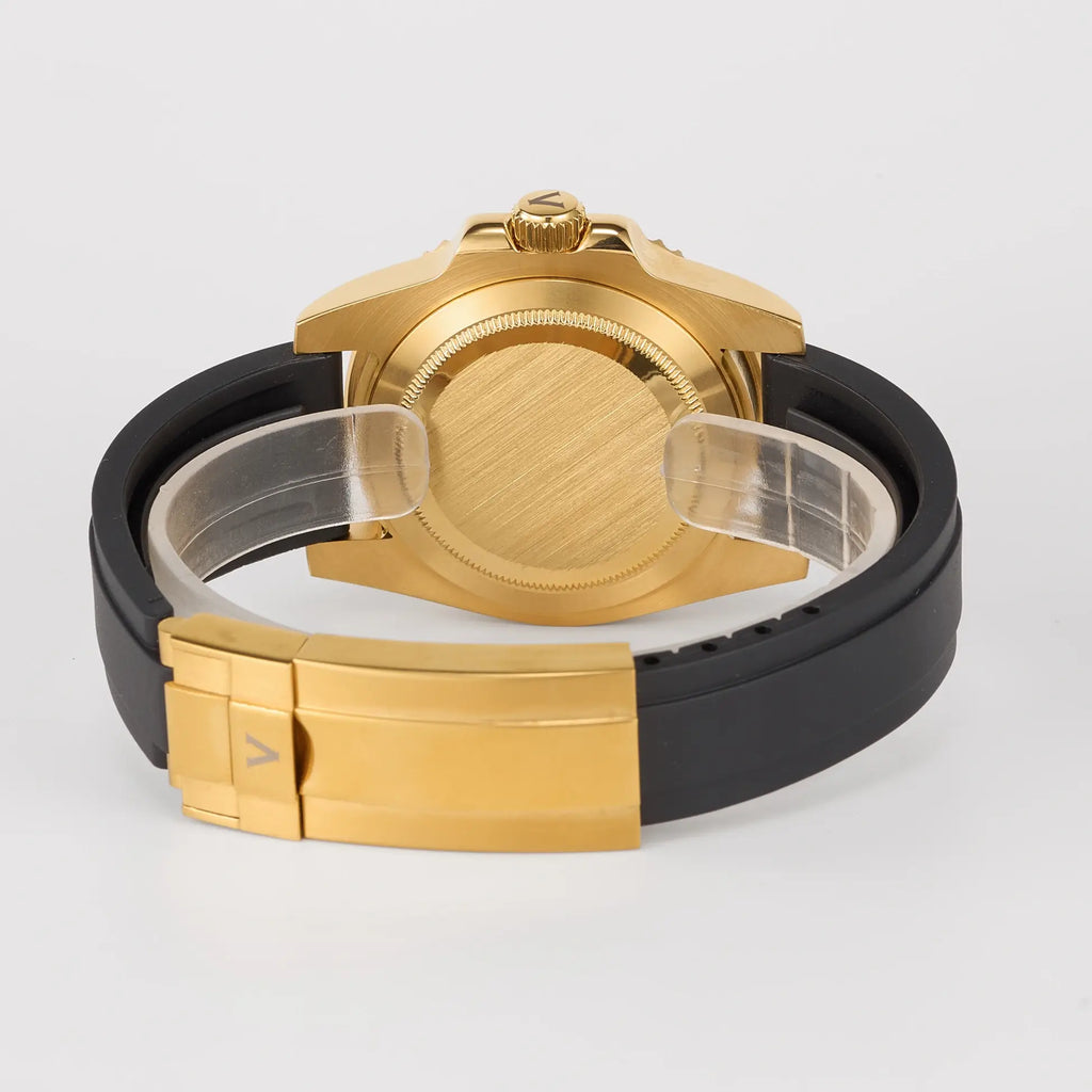 VANKROS Ocean Yacht V382 | 40mm Yellow Gold Black Dial, Rubber Strap | NH35 Movement