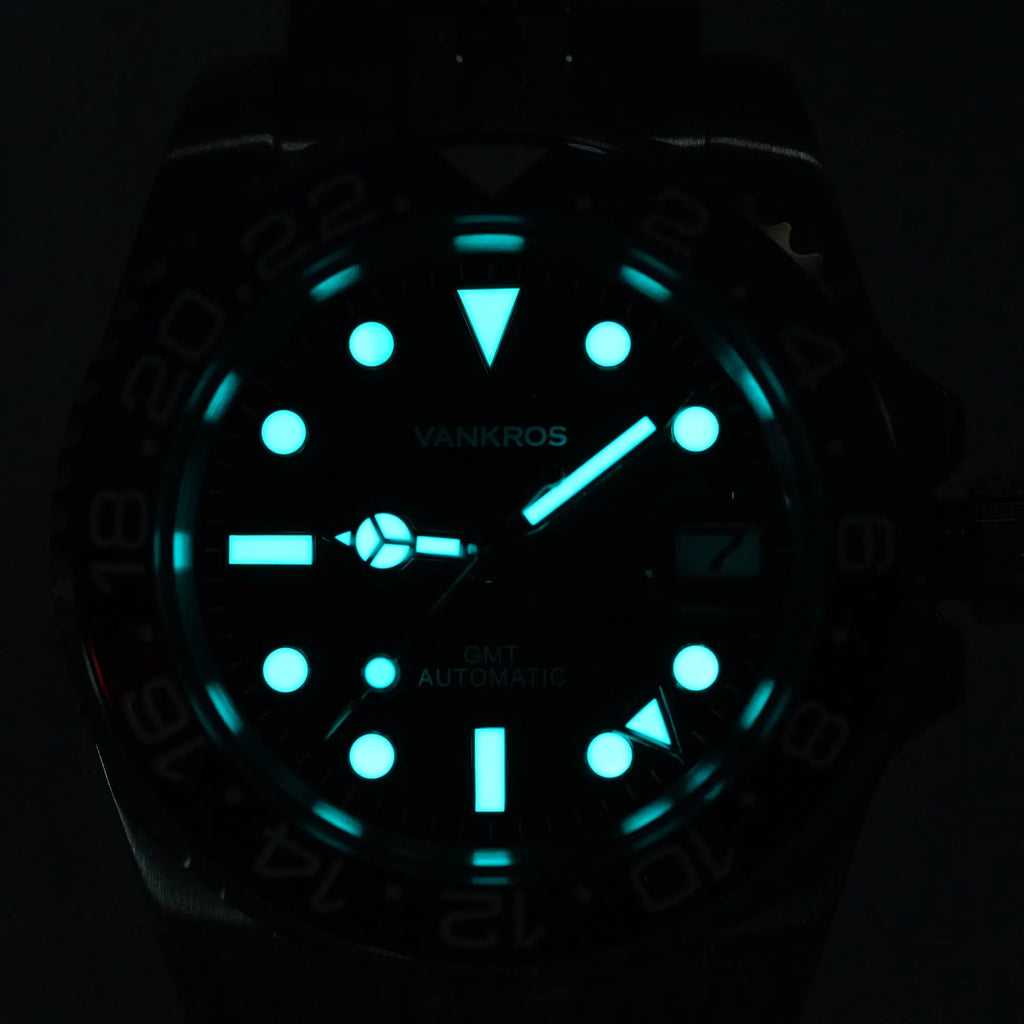 VANKROS GMT V336 | 40mm Black Dial, Black Bezel | NH34 Movement