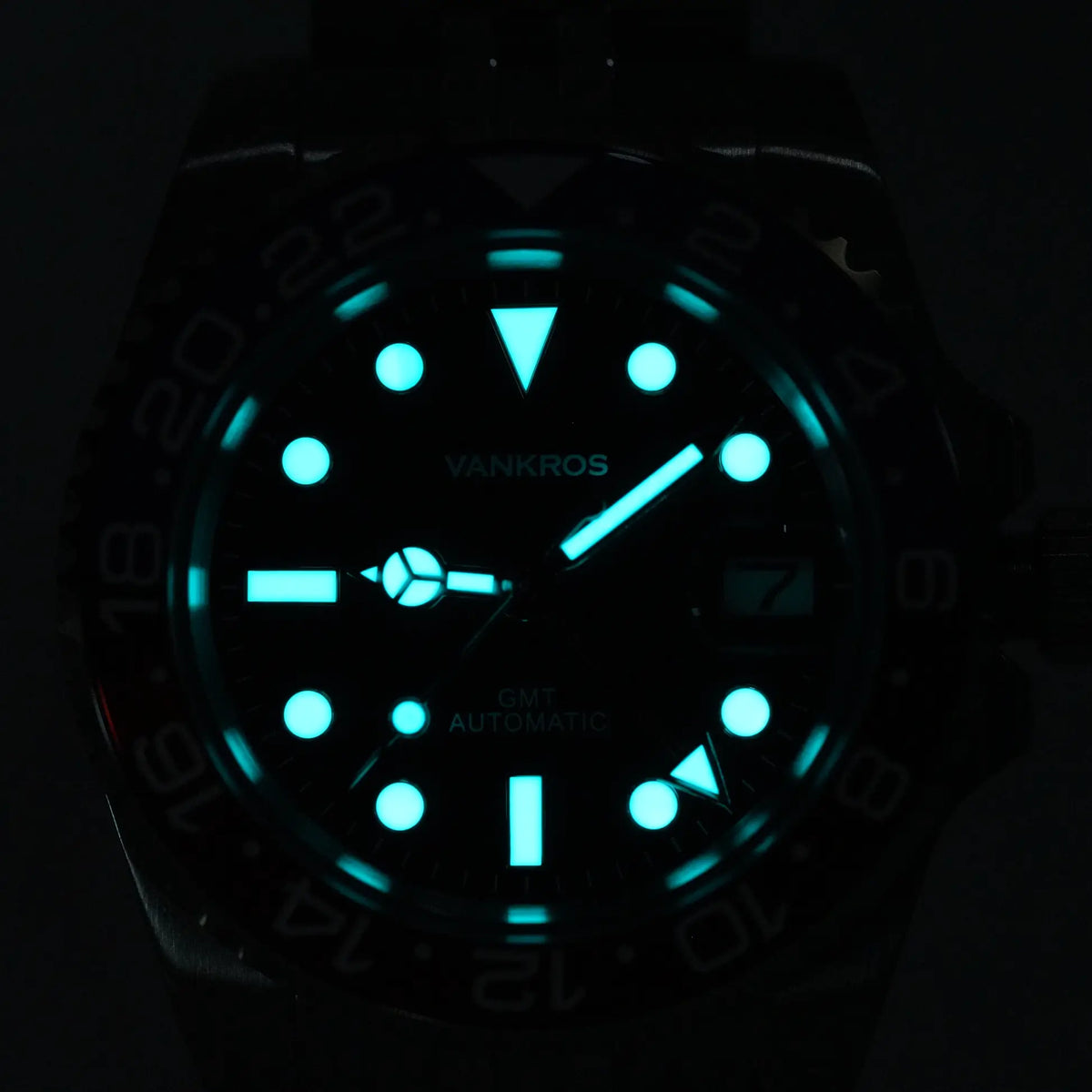 VANKROS GMT V336 | 40mm Black Dial, Black/Blue Bezel | NH34 Movement